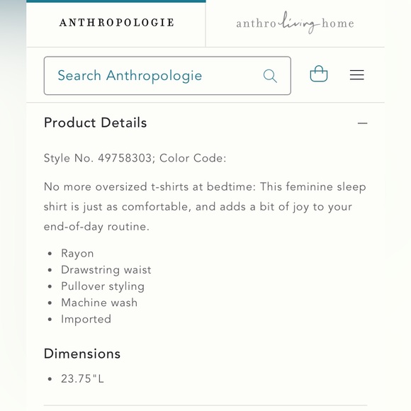 ANTHROPOLOGIE NWOT Springtime Sleep Shirt *TOP ONLY* - Picture 11 of 12